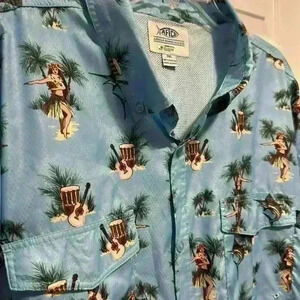 AFTCO Bluewater 3XL Hawaiian Shirt Island Marlin Sports Fishing Boat USA Made